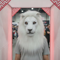 Realistic Lion Mask Theatrical Lion Headpiece Textured Full Head Mask Deluxe for Cosplayers, Halloween