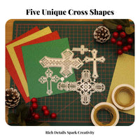 5 Pieces Cross Cutting Die Set Carbon Steel Cross Shape Craft Die Intricate Crafted Metal Cutting Dies for Crafters, Seasonal Crafts
