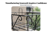 Space-Saving Design Hanging Planter Rack Easy to Install Rectangular Railing Planter Holder Sturdy hard-wearing Outdoor Fixture Adjustable fasteners for Gardeners, Apartment Dwellers, Homeowners
