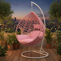 Hanging Chair with Stand Freestanding Egg Chair with Stand Woven Furniture for Adults, Balcony, Living Room, Reading Corner