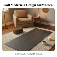 Non-Slip Roll-up Exercise Mat Extra Thick Alignment Exercise Mat Shock-Absorbing Workout Pad Thickened for Beginners, Adults, Home, Floor Exercises, Pilates Studio, Outdoor