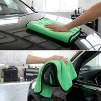Thick Car Drying Towel with Lint Cleaning Cloth, Double Sided Coral Fleece Car Drying Towel for Detailing, 40x40cm High Absorbency Scratch Resistant