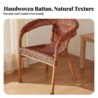 Handwoven Single Person Rattan Seat Ergonomic Backrest Rattan Armchair Sturdy Construction Woven Lounge Chair Lightweight for Seniors, Adults, Homeowners, Living Room, Sunroom, Balcony, Backyard