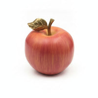 Red Finish Desktop Apple Decor Gold Stem Artificial Apple Ornament for Home Display
