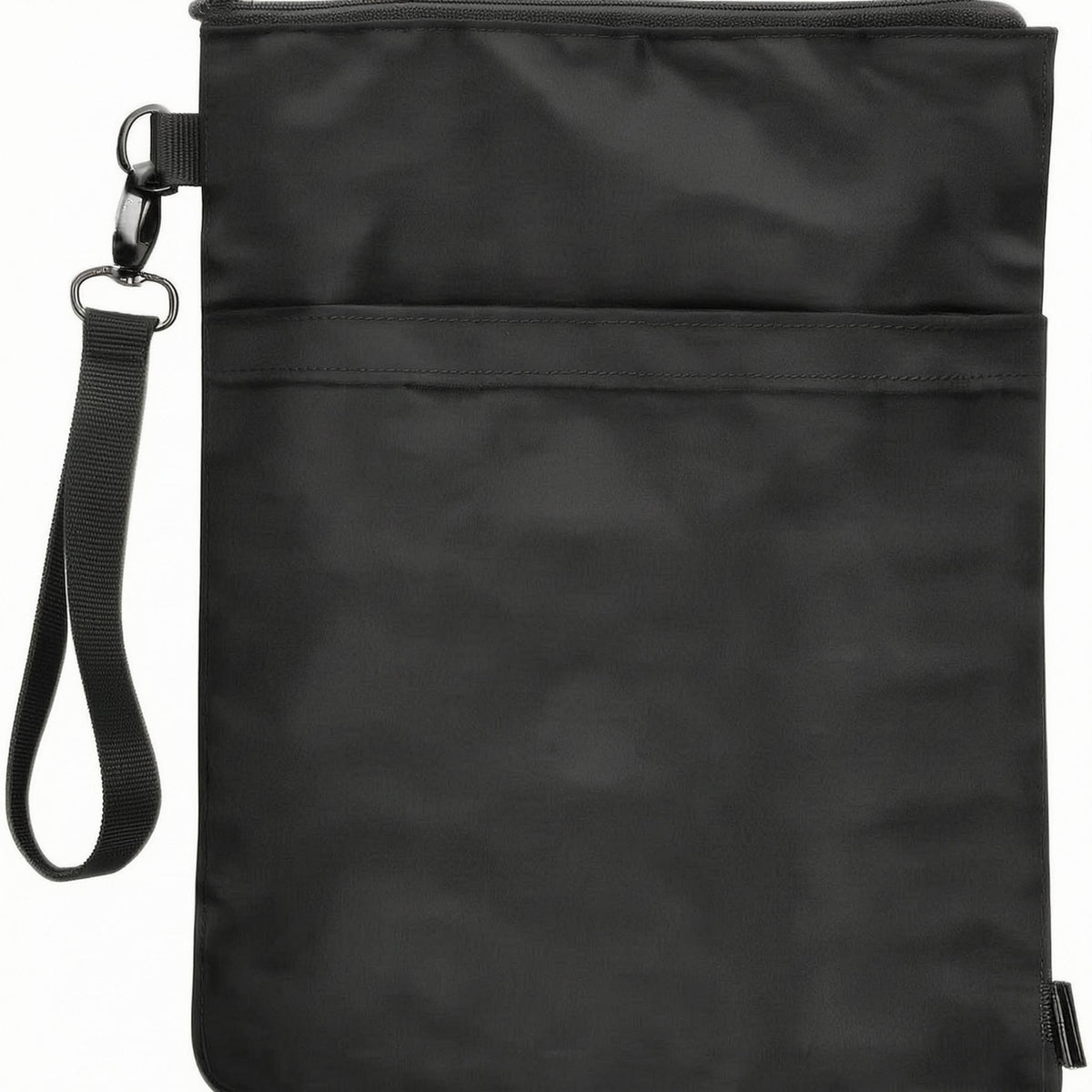 Black Book Sleeve with Front Pocket Soft Book Sleeve with Wrist Strap Slim Reading Accessory Rectangular for Travel, School