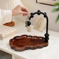Vintage Key Rack, Freestanding Key Rack with Shelf, for Hallway & Entrance Area, Dark Material
