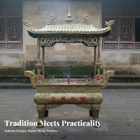 Rectangular Cast Iron Devotional Scent Burner Traditional Design Chinese Dragon Devotional Scent Furnace Ornate Carvings Large Outdoor Temple Censer