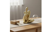 Golden Sitting Lady Figurine Elegant Accent Piece Abstract Woman Statue Handcrafted Look House Decoration for Living Room