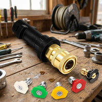 Car Wash Pressure Washer Adapter, 7 Piece Set with Brass Quick Connector and 5 Nozzles for Foam Lance, 1/4 Inch Female Quick Connector, 18MPa