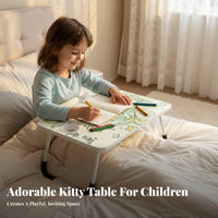Cute Cartoon Print Foldable Bed Tray with openings Multi-Functional Folding Lap Tray with Device opening Lightweight Portable Table No Assembly Required for Students, Children, distant Workers, Bedroom, Dorm Room, Sofa, Floor