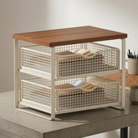 Printer Stand with Drawer Countertop Two-Tier Storage Rack Multi-Use Office Furniture