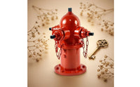 Galvanized Steel Desktop Fire Plug Glossy Industrial Fire Plug Decor Baked Paint Firefighter Inspired Ornament Chain Details