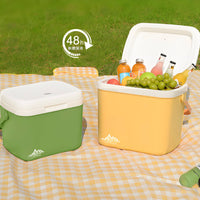 Portable Cooler Box with Temperature Display 15L Insulated Cooler with Ice Bags Sturdy Icebox Stackable for Travelers, Road Trips