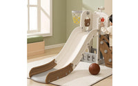 Slide with Basketball Hoop Rounded Corners Indoor Slide Playset with Basketball Hoop for Young Children, Playroom, Living Room, Nursery