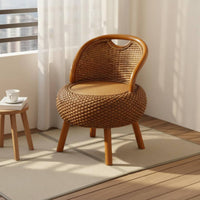 Bohemian Aesthetic Handmade Rattan Stool Trendy Design Tatami Floor Stool Round Wicker Seat for Balcony