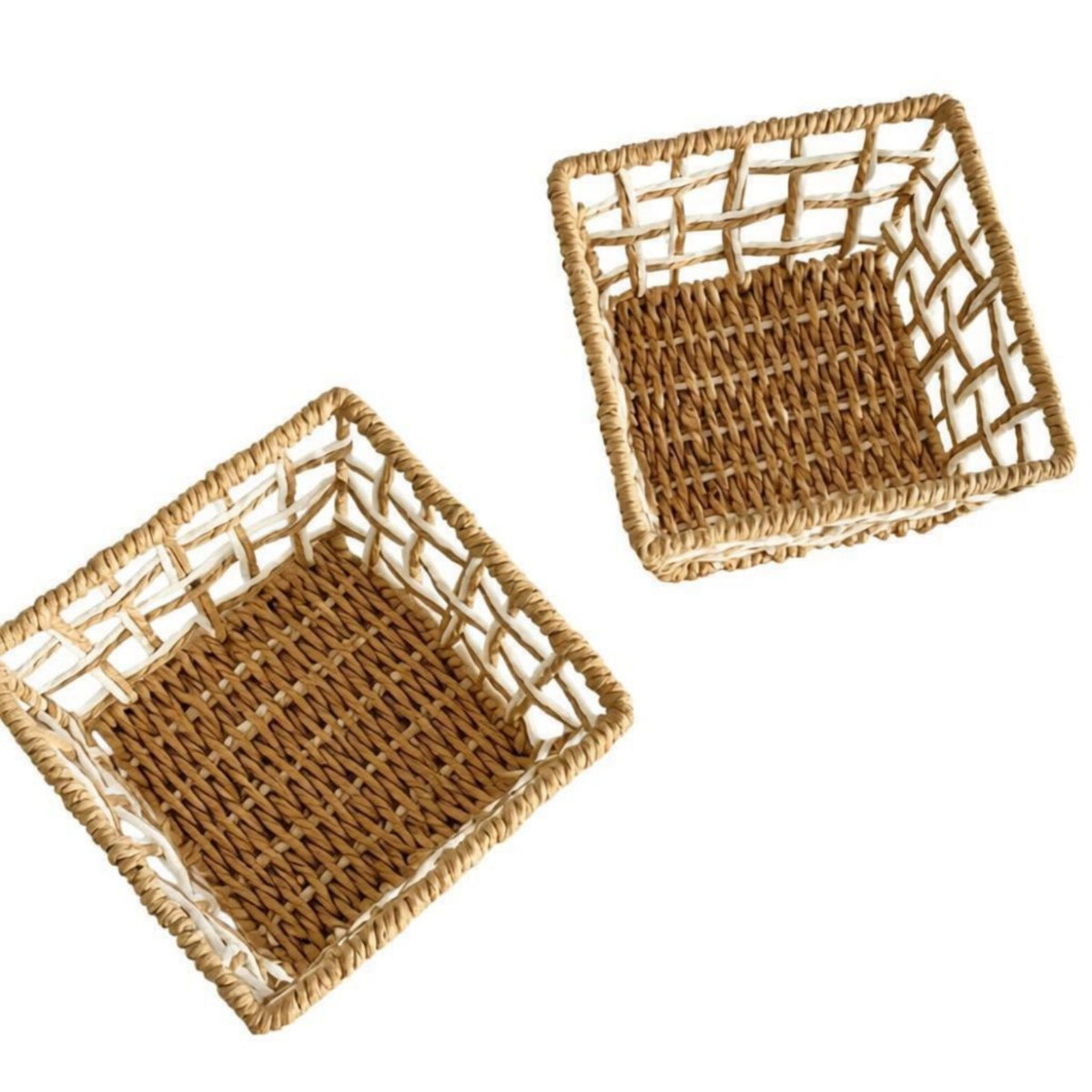 Japanese design Imitation Rattan Weave storage bin Woven Design Imitation Rattan storage bin Rustic visual appeal Storage Container adaptable for Homemakers, Office Workers, Bedroom, Kitchen, Living Room, Bathroom