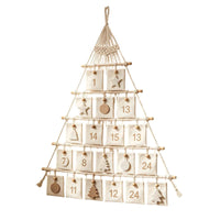 Bohemian Boho Christmas Tree Wall Hanging Handmade Macrame Christmas Tree Reusable Cloth Advent Calendar with Pockets Woven for Families, Apartments, Classrooms