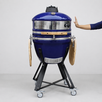 Kamado Grill BBQ Stove Charcoal Grilled Kamado Grill Outdoor Cooking Utensil Ceramic Grill Large 46.7cm Compatible with Smoking For Family and Friends