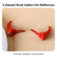 Red Devil Protrusion Hair Clips Easy to Wear Vivid Infernal Protrusion Clips Lightweight Halloween Fiendish Antlers for Cosplayers, Women