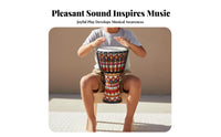 Tunable Rope-Tuned Djembe Easy to Learn African Drum Pleasant Sound Percussion Instrument Ethnic Pattern for Beginners, Music Lovers, Live Performances, Stage Performance, Jam Sessions, Outdoor Gatherings