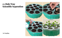 Reusable 13-Hole Seedling Starter Tray with Light Round Nursery Box with Grow Light Indoor Plant Germination Kit for Gardeners, Beginners, Home, Balcony