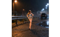 Long Hair 1:64 Woman Miniature High-Heel Shoes Miniature Female Figurine Detailed Sculpting
