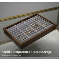 Large Capacity 40-Slot Bracelet Display Tray High-End Design Wooden Bangle Storage Tray Sturdy Wood Frame