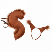 Role-Play Prop Squirrel Ears Headband and Tail Cute Squirrel Costume Set Funny for Children, Stage Performance, Halloween, Cosplay Events, Parties