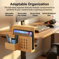 Desk Storage Organizer with Adjustable Pen Holder, Desktop Office Rack, Wood Grain Magazine for Home Professionals