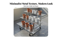 With Wheels Stainless Steel Flower Rack Indoor Outdoor Use Multi-Tier Plant Stand Rustproof Rolling Plant Shelf Heavy Duty for Gardeners, Balcony, Patio, Living Room