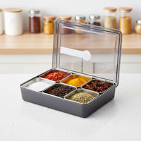 Stainless Steel Seasoning Box Thickened Material Stainless Steel Seasoning Box Condiment Tray with Lid Refrigerator Safe