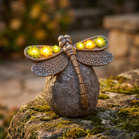Dragonfly Statue with Solar Light Protected for Yard, Flower Bed, Homeowners