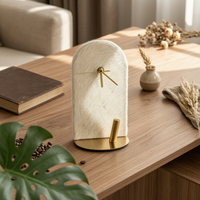 Arched Desk Clock Sculptural Clock with Round Base Textured Decor for Shelf