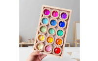 15 Pieces Translucent Gem Block Fine Motor Skills Wooden Gem Blocks Sunlight Rainbow Effect Acrylic Color Blocks for Young Children