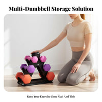 Space Saving Design Compact Dumbbell Holder Easy Assembly Steel Dumbbell Storage Stand Heavy Duty Tiered Weight Storage Stand Anti-Rust Finish for Women, Home Gym, Small Areas