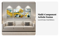 3 Pieces Crystal Porcelain Painting Light Elegant Design 3 Piece Wall Art Ready to Hang Abstract Landscape Painting for Homeowners, Living Room