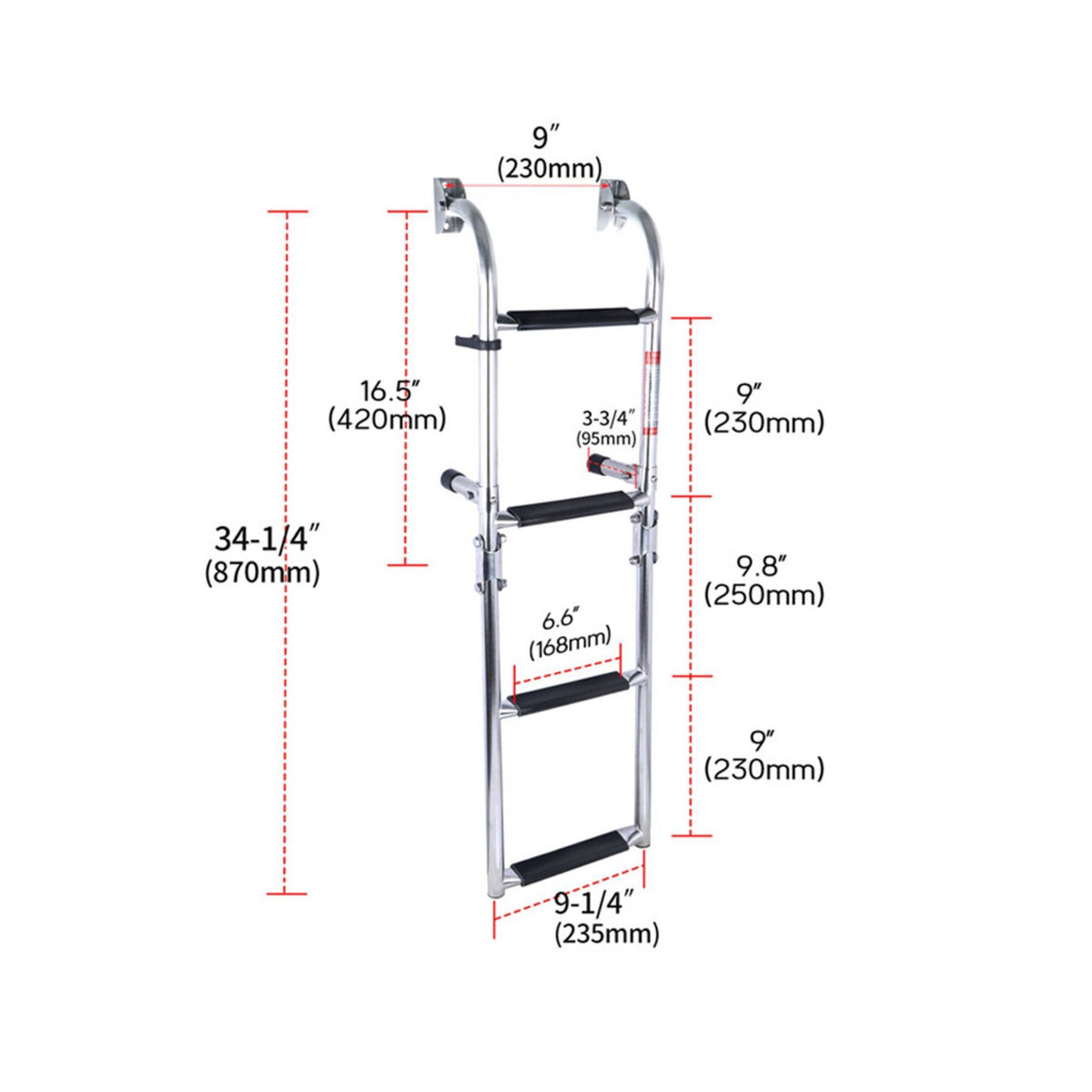Foldable Boarding Ladder Non-Slip Steps Folding Stainless Steel Ladder