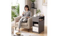 Bedside Cabinet with Drawer Bedside Table with Wheels Space-Saving Narrow Storage Cabinet for Small Bedroom, Dorm Room