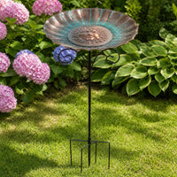 Outdoor Metal Bird Bath & Feeder for Garden, Patio, Lawn Decor