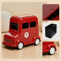 Vehicle Trash Can with Lid Retro Mini Car Trash Can Bus Waste Bin Cute Compact for Children, Bedroom, Dorm Room