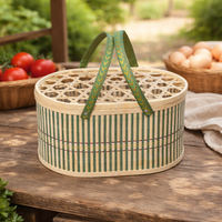 Bamboo Basket Storage Box, With Lid, Oval, Hand-woven, Basket Storage, Living Room, Before Guests Arrive