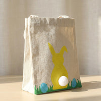 Easter Bunny Easy-Carry Tote-Carry Handle Cuddly Tail Bunny Bag Soft Material children's Treats Tote for Children, Young Children, Gift Giving