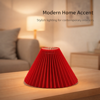 Bedside Table Lamp with Large Pleated Textile Lampshade for Living Room, Detachable with Metal Frame, Easy Install Hardware Included