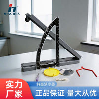 Inclined Plane Friction Demonstrator with Angle Scale and Experiment Ruler for Physics Education