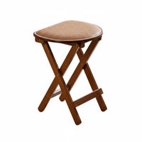Foldable Design Backless Cross-Frame Stool Installation-without Rattan Top Folding Stool No Assembly Required Portable Seat Padded Cushion for Homeowners, Event Hosts, Home Bar, Camping, Outdoor, Indoor Use