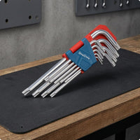 9 Pieces Plastic Holder Folding Hex Key Set Hanging Tab Folding Allen Wrench Set Metal Hardware Tool