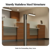 Retractable Belt Stanchion Heavy Duty Base Stainless Steel Queue Pole Sturdy Queue Line Barrier for Security Teams, Banks, Hotels, High-Traffic Areas
