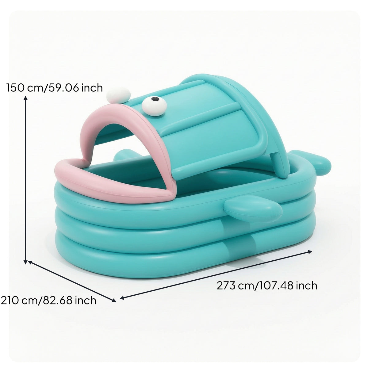 Shaded Inflatable Pool with Canopy Playful Pool with Canopy Portable Resistant for Backyard, Garden, Summer
