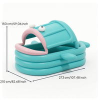Shaded Inflatable Pool with Canopy Playful Pool with Canopy Portable Resistant for Backyard, Garden, Summer