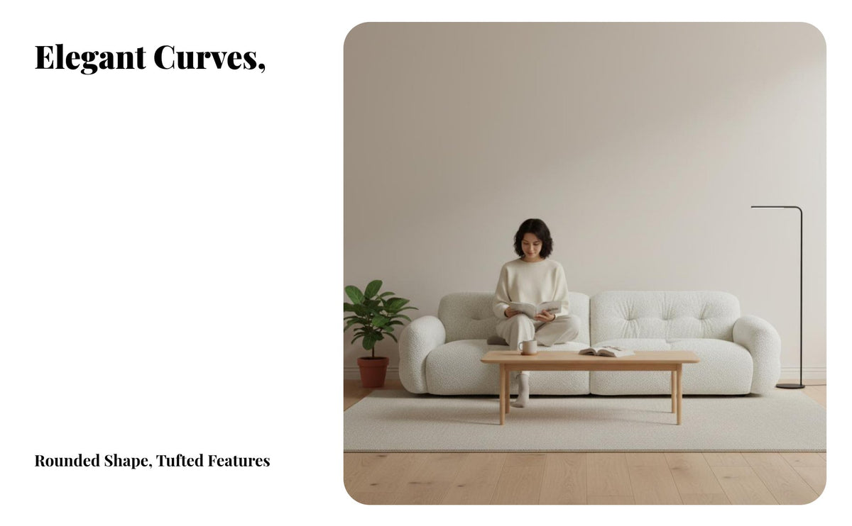 plush Sectional Sofa billowyLike design for living Room Furniture French Cream stylistic Couch for Apartment Dwellers, Families, Home, Lounge Area, Office